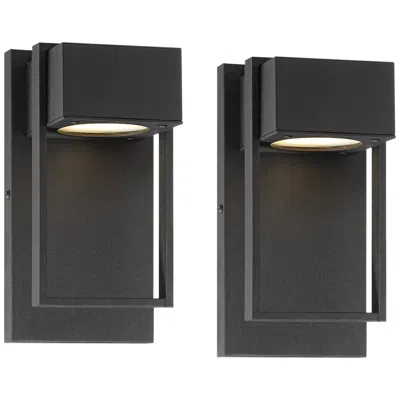 Possini Euro Design Possini Euro Pavel 9 1/2" High Black Led Outdoor Wall Light Set Of 2