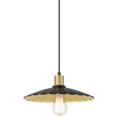 Possini Euro Design Possini Euro Piazza 12 1/4" Wide Black And Gold Pendant Light