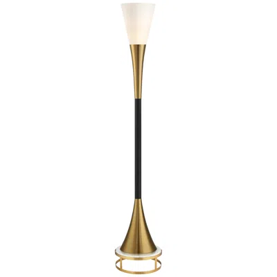 Possini Euro Design Possini Euro Piazza Brass And Black Torchiere Floor Lamp With Riser