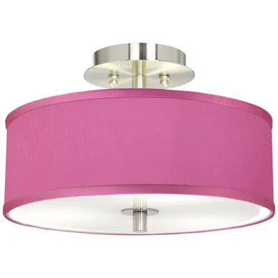Possini Euro Design Possini Euro Pink Orchid Faux Silk 14" Wide Steel Ceiling Light