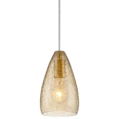 Possini Euro Design Possini Euro Portico 5" Wide Gold And Amber Crackle Glass Mini Pendant