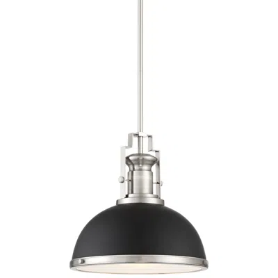 Possini Euro Design Possini Euro Posey 13" Black And Brushed Nickel Dome Pendant Light
