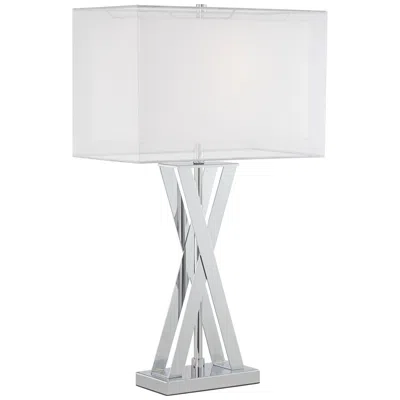 Possini Euro Design Possini Euro Proxima 28" Double Shade Modern Chrome Table Lamp