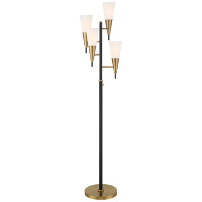 Possini Euro Design Possini Euro Quatro 71" High 4-light Black Gold Modern Floor Lamp