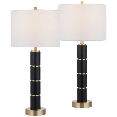 Possini Euro Design Possini Euro Rainier 30 1/2"h Black Faux Leather Column Lamp Set Of 2