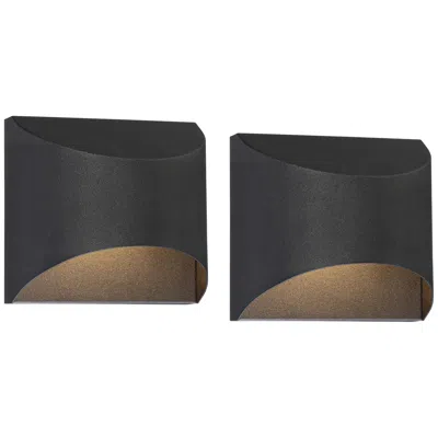 Possini Euro Design Possini Euro Ratner 5 1/2" High Black Led Outdoor Wall Light Set Of 2