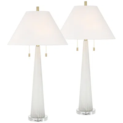 Possini Euro Design Possini Euro Regina 33" High White Glass 2-light Table Lamp Set Of 2