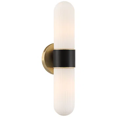 Possini Euro Design Possini Euro Riegel 15"h Black Gold Fluted Glass 2-light Wall Sconce