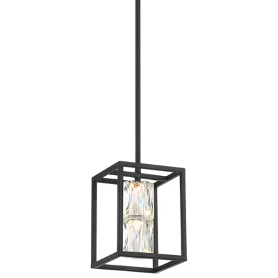 Possini Euro Design Possini Euro Roxbury 6" Open Rectangle Black And Crystal Mini Pendant
