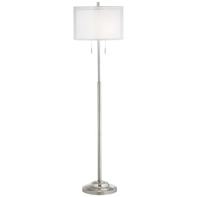 Possini Euro Design Possini Euro Roxxy 65 1/2" Double Shade Brushed Nickel Floor Lamp