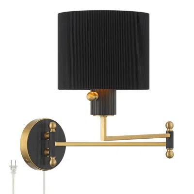 Possini Euro Design Possini Euro Rumi 13 1/4"h Gold And Black Swing-arm Plug-in Wall Lamp