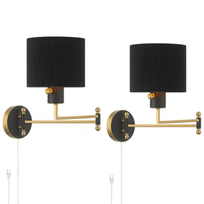 Possini Euro Design Possini Euro Rumi 13 1/4"h Gold Swing-arm Plug-in Wall Lamp Set Of 2