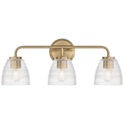 Possini Euro Design Possini Euro Sabrina 22" Wide Satin Brass And Glass 3-light Bath Light In Gold