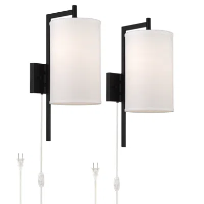 Possini Euro Design Possini Euro Serrano Modern Drum Plug-in Wall Lamps Set Of 2