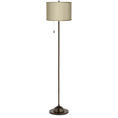 Possini Euro Design Possini Euro Sesame Faux Silk Shade Bronze Club Floor Lamp