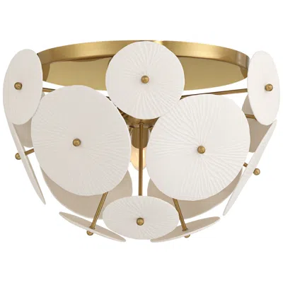 Possini Euro Design Possini Euro Shelly 15 1/2" Wide Gold With White Ceramic Ceiling Light
