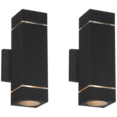Possini Euro Design Possini Euro Skyridge 11 3/4" Black Updown Outdoor Wall Light Set Of 2
