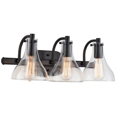 Possini Euro Design Possini Euro Sorren 20 1/2" Black And Clear Glass 3-light Bath Light