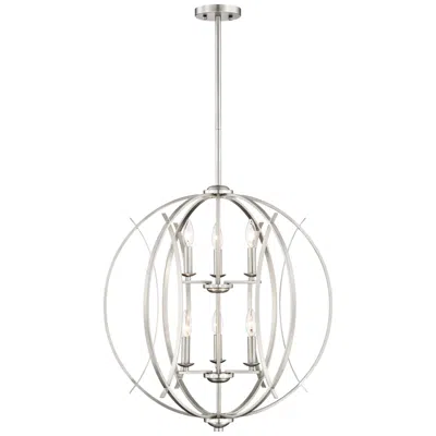 Possini Euro Design Possini Euro Spherical 24" Wide Brushed Nickel Globe 6-light Pendant