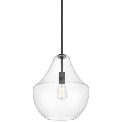 Possini Euro Design Possini Euro Stephanie 14" Wide Black And Seeded Glass Pendant Light