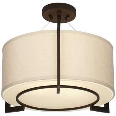 Possini Euro Design Possini Euro Stinson 17 1/4" Linen And Bronze 3-light Ceiling Light