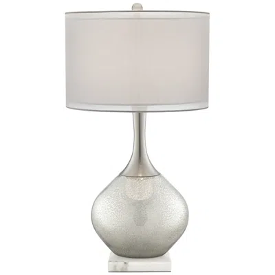 Possini Euro Design Possini Euro Swift Mercury Glass Table Lamp With Square White Marble Riser