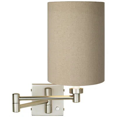 Possini Euro Design Possini Euro Tan Cylinder - Brushed Nickel Plug-in Swing Arm Wall Lamp