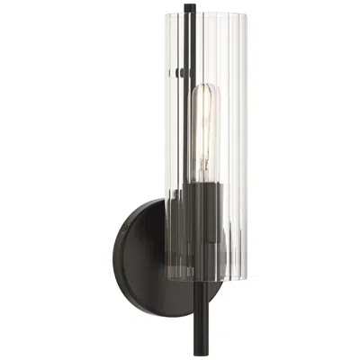 Possini Euro Design Possini Euro Taurus 13 1/2"h Matte And Fluted Glass Black Wall Sconce