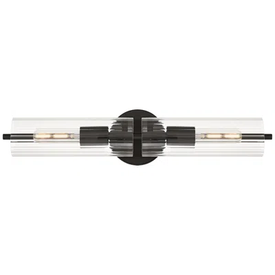 Possini Euro Design Possini Euro Taurus 22"w Matte Black Fluted Glass 2-light Bath Light