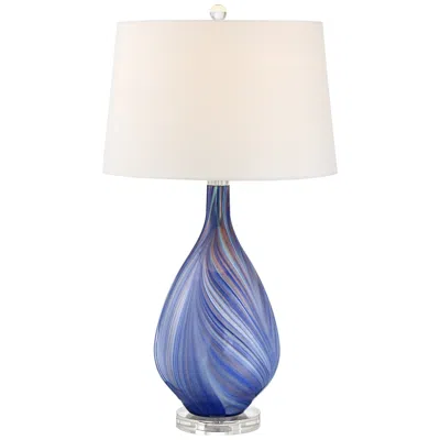 Possini Euro Design Possini Euro Taylor 29" Blue Art Glass Table Lamp With Usb Dimmer