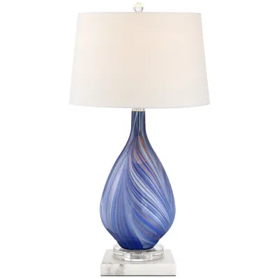 Possini Euro Design Possini Euro Taylor Blue Table Lamp With Square White Marble Riser