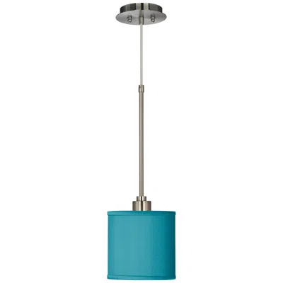 Possini Euro Design Possini Euro Teal Blue 7" Wide Faux Silk Mini Pendant Light