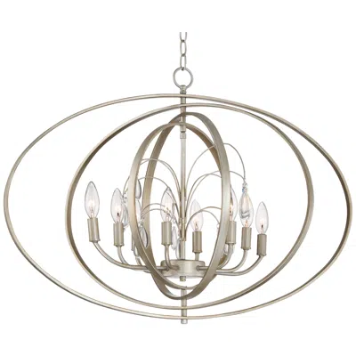 Possini Euro Design Possini Euro Tiller 32" Wide Satin Silver Oval Orb Pendant Light