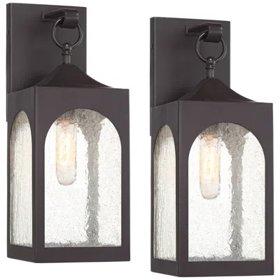 Possini Euro Design Possini Euro Tyne 16 1/2"h Bronze Lantern Outdoor Wall Light Set Of 2