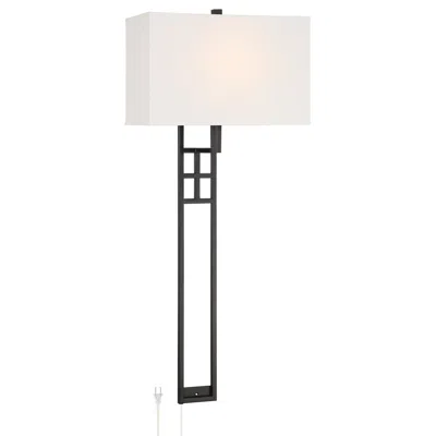 Possini Euro Design Possini Euro Ventano 38" High Black Metal Plug-in Wall Lamp
