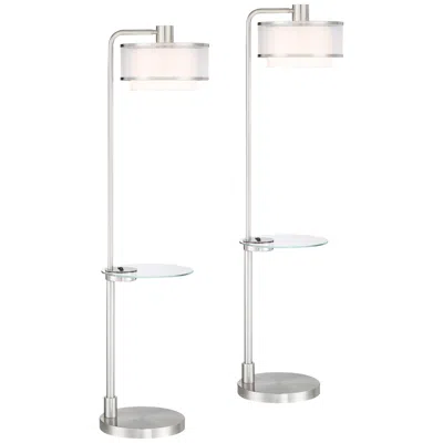 Possini Euro Design Possini Euro Vogue 60" Modern Tray Table Usb Floor Lamps Set Of 2