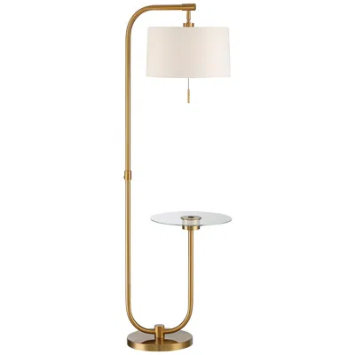 Possini Euro Design Possini Euro Volta 66" Antique Brass Usb Tray Table Floor Lamp