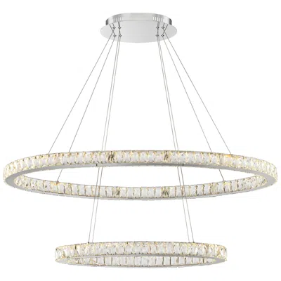Possini Euro Design Possini Euro Wainwright 48" Modern Led Crystal Double Ring Pendant