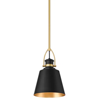 Possini Euro Design Possini Euro West 8"w Matte Black And Sand Gold Mini Pendant