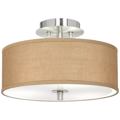 Possini Euro Design Possini Euro Woven Burlap 14" Wide Modern Ceiling Light