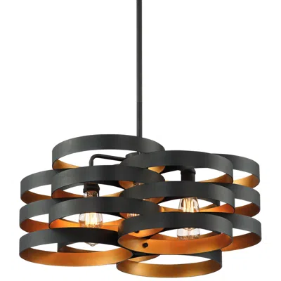 Possini Euro Design Possini Euro Zia 25 1/2" Wide Black And Gold 6-light Pendant