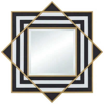 Possini Euro Design Possini Euro Zorra 36" X 36 Modern Black And White Stripe Wall Mirror