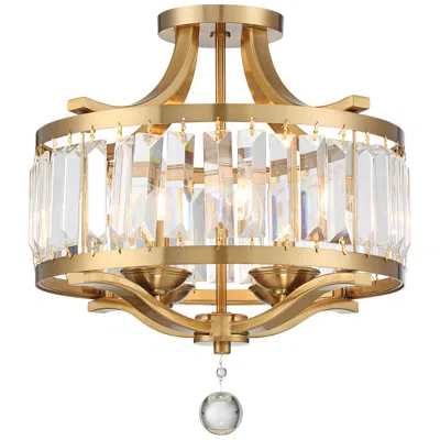 Possini Euro Design Prava 16 1/2" Brass And Crystal Ceiling Light
