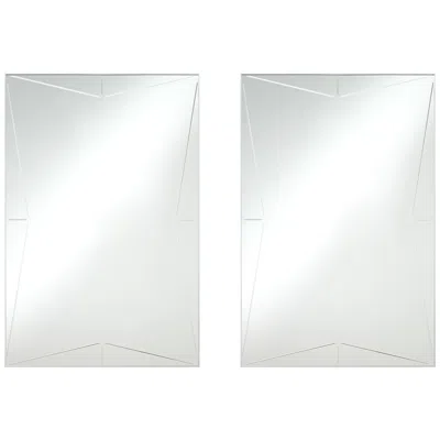 Possini Euro Design Relevei Silver 26" X 39" Rectangular Wall Mirrors Set Of 2