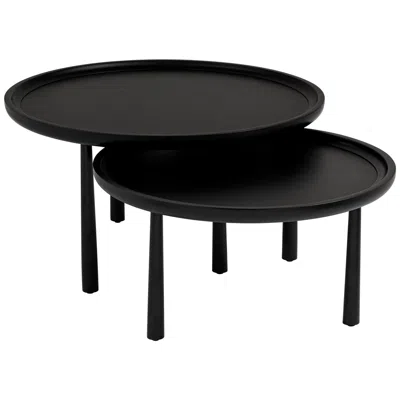 Possini Euro Design Sonia Matte Black Round Nesting Coffee Tables Set Of 2