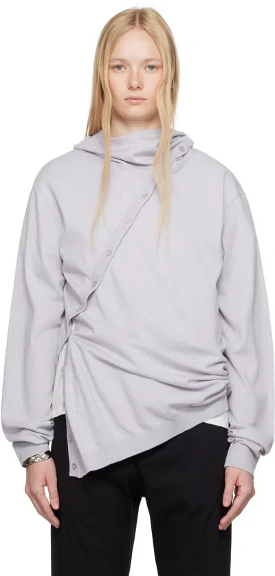 Post Archive Faction (paf) Gray 8.0 Center Knit Hoodie In Gry Light Grey
