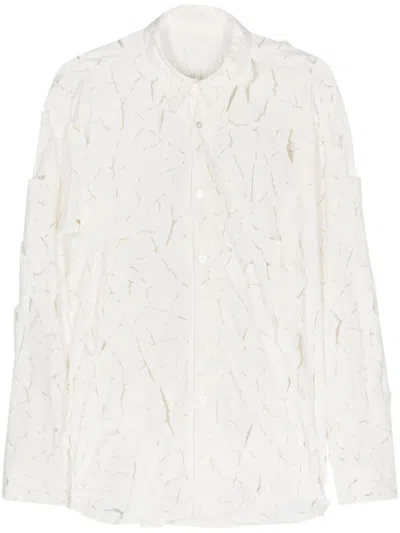 Post Archive Faction (paf) Men's Cut-out Detail Nylon Shirt In White