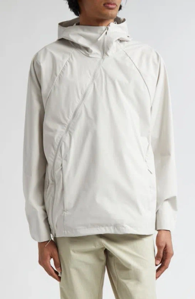 Post Archive Faction 6.0 Hooded Asymmetric Zip Jacket In Ivory