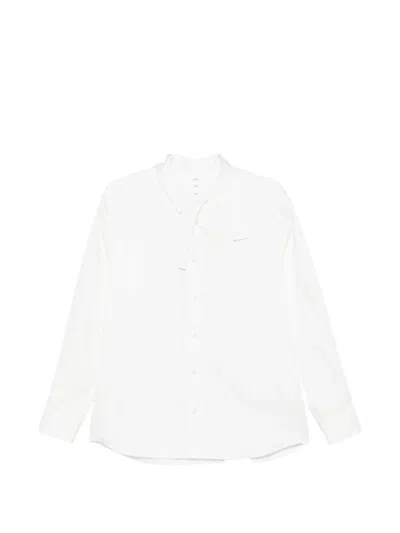 Post Archive Faction 비대칭 칼라 긴소매 셔츠 In White