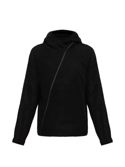 Post Archive Faction Asymmetric-zip Fleece Hoodie In Black